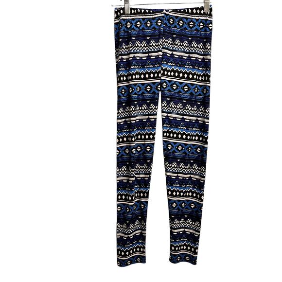 Bobby Brooks Aztec Print Black Blue Leggings - Picture 2 of 5